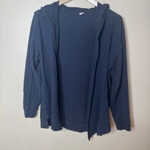 Daily Practice Anthropologie Sweater Women's Small Black Hooded Cardigan